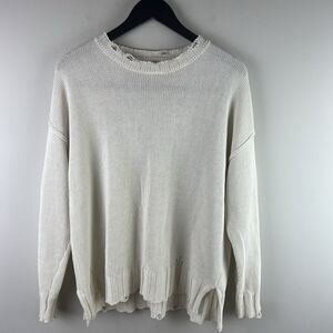 Pistola Cream Distressed Crew Neck Sweater